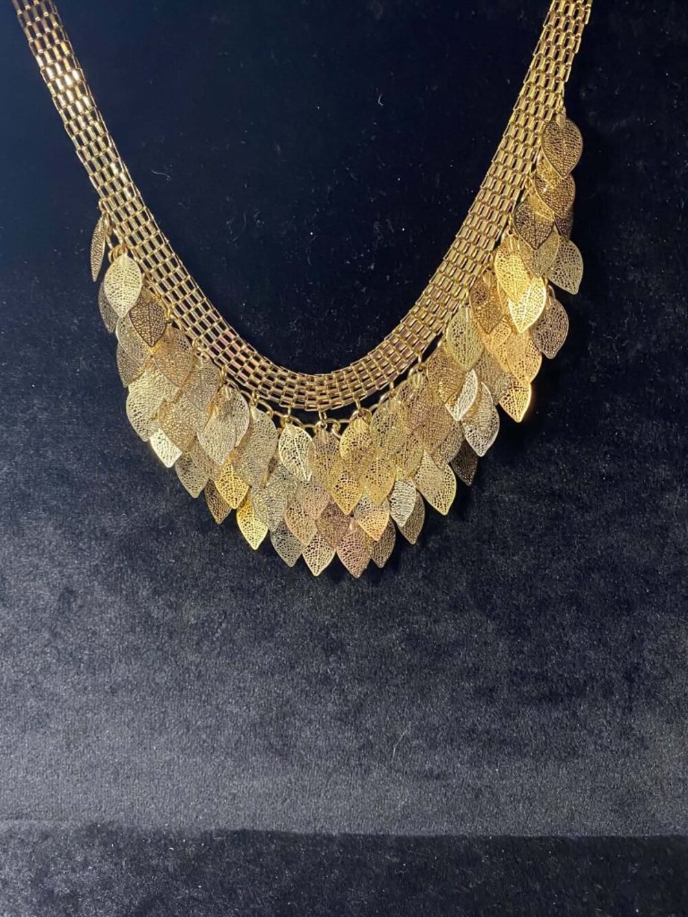 Vintage Filigree Cascading Leaf Necklace